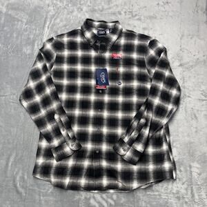 NWT Chaps Flannel Button Up Shirt Mens XXL Long Sleeve Plaid Black Performance